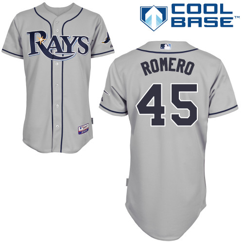 Enny Romero #45 Youth Baseball Jersey-Tampa Bay Rays Authentic Road Gray Cool Base MLB Jersey
